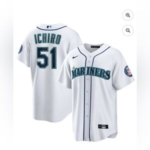 Ichiro Suzuki Seattle Mariners Nike MLB Jersey #51 White Button Front Men’s L